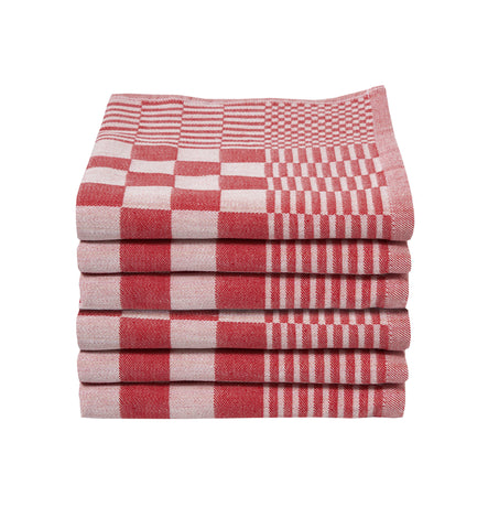 Theedoekenset - 6x Theedoeken - Chess Rood