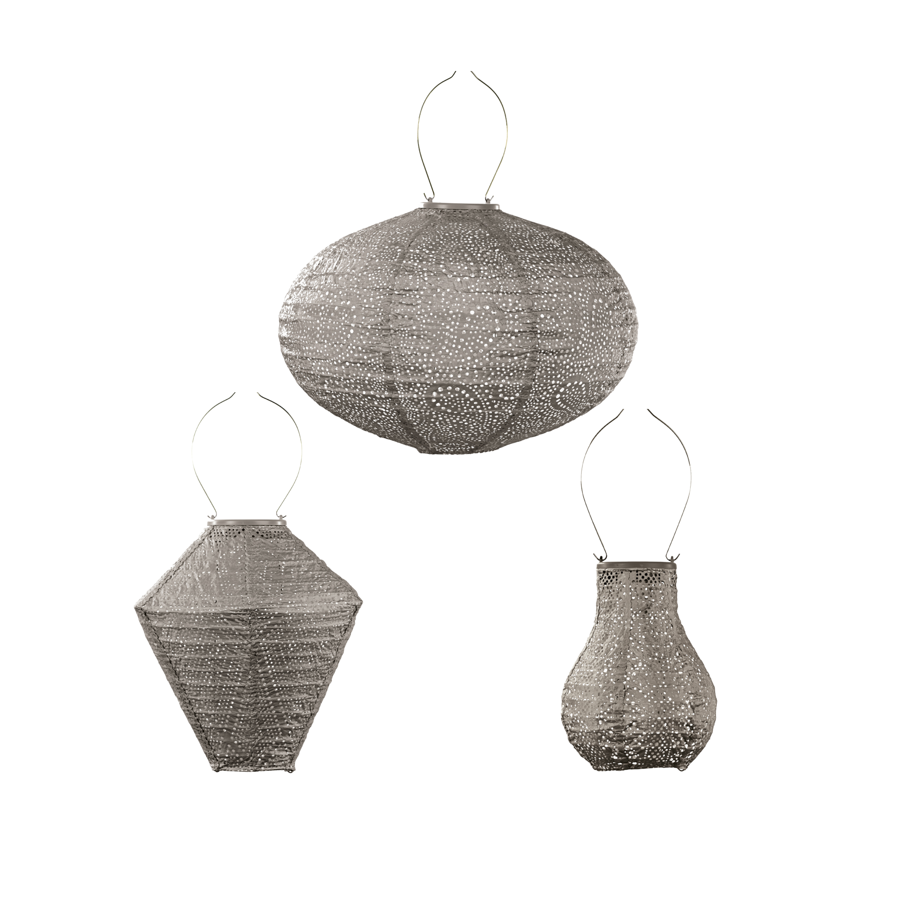 Solar Buitenlampionnen Taupe Set - 3 stuks