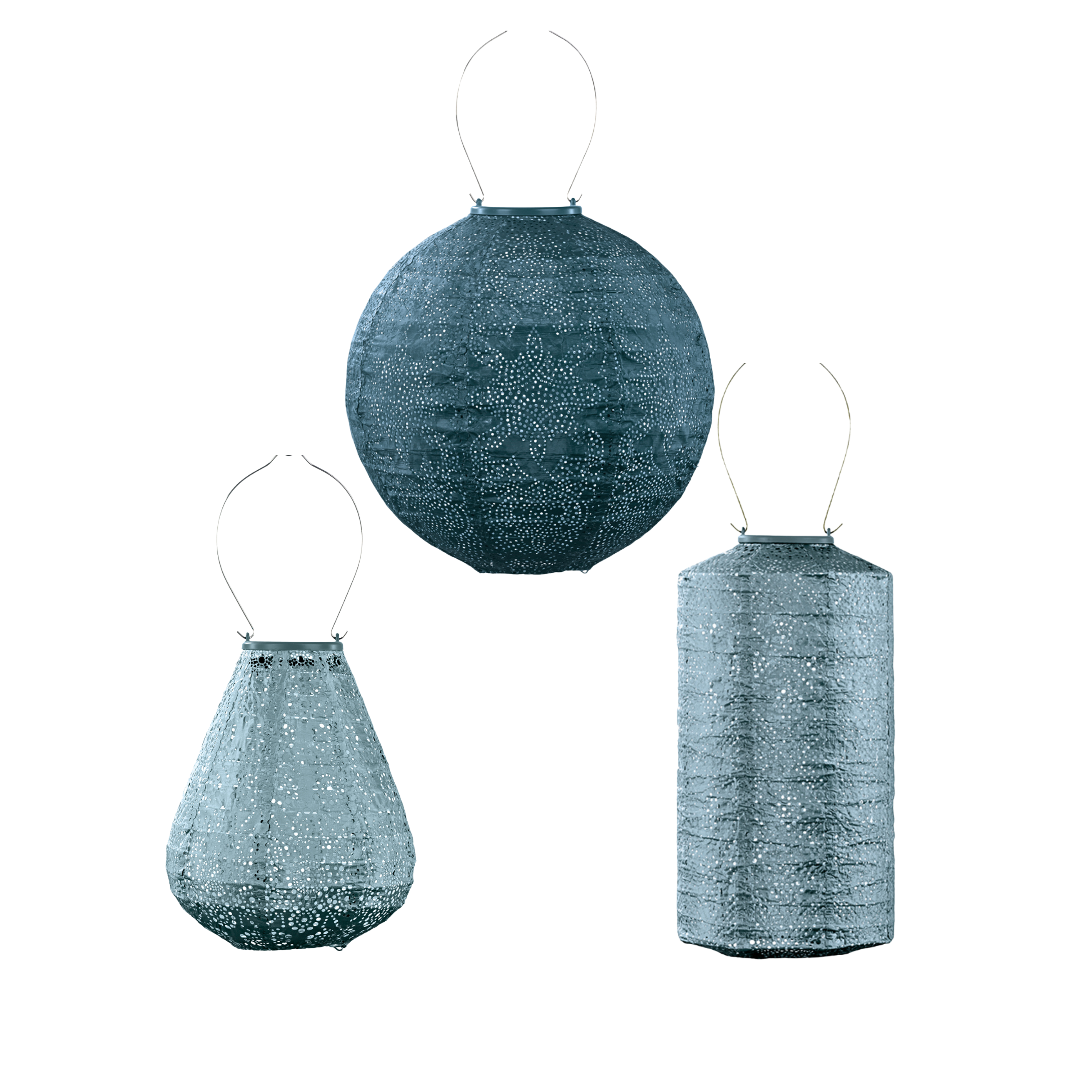 Solar Buitenlamp Blauwe Set - 3 stuks