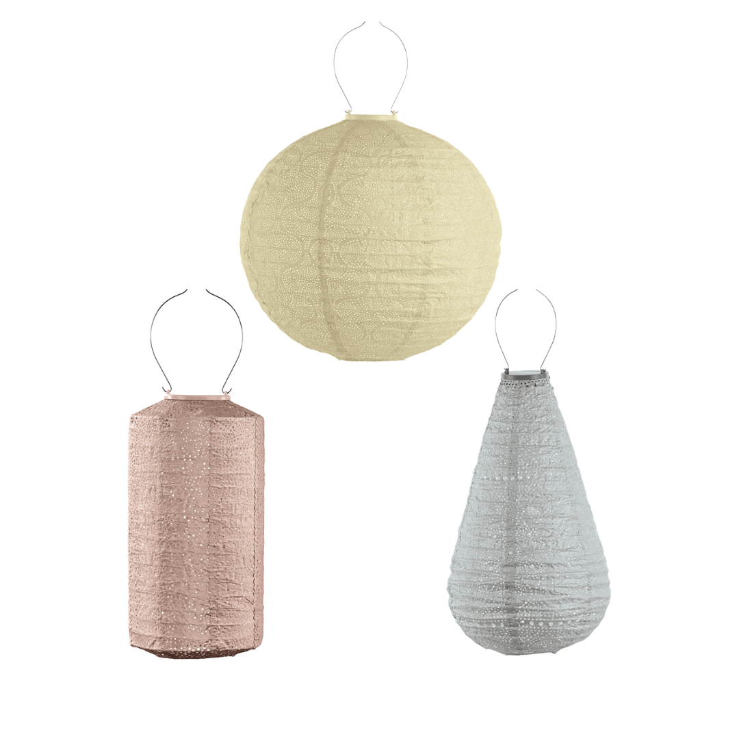 Solar Buitenlampionnen Pastel Set - 3 stuks